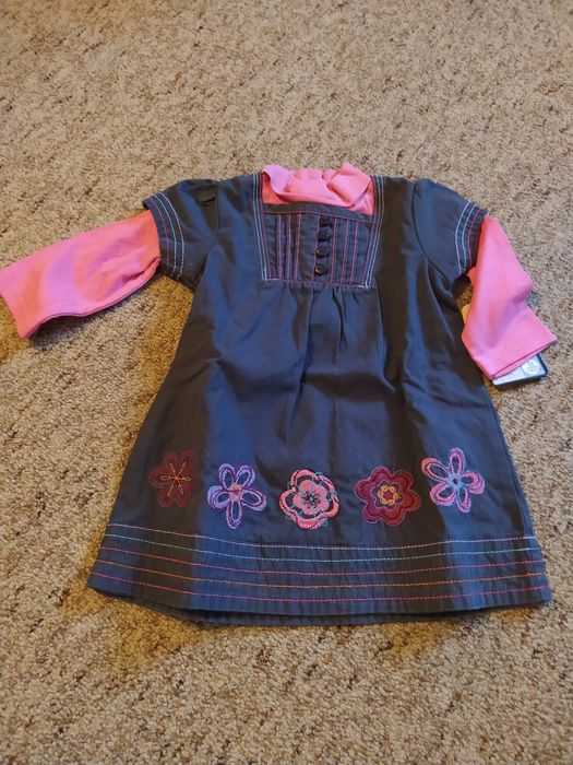 Conjunto vestido + camisola tam. 6 meses C&A Novo