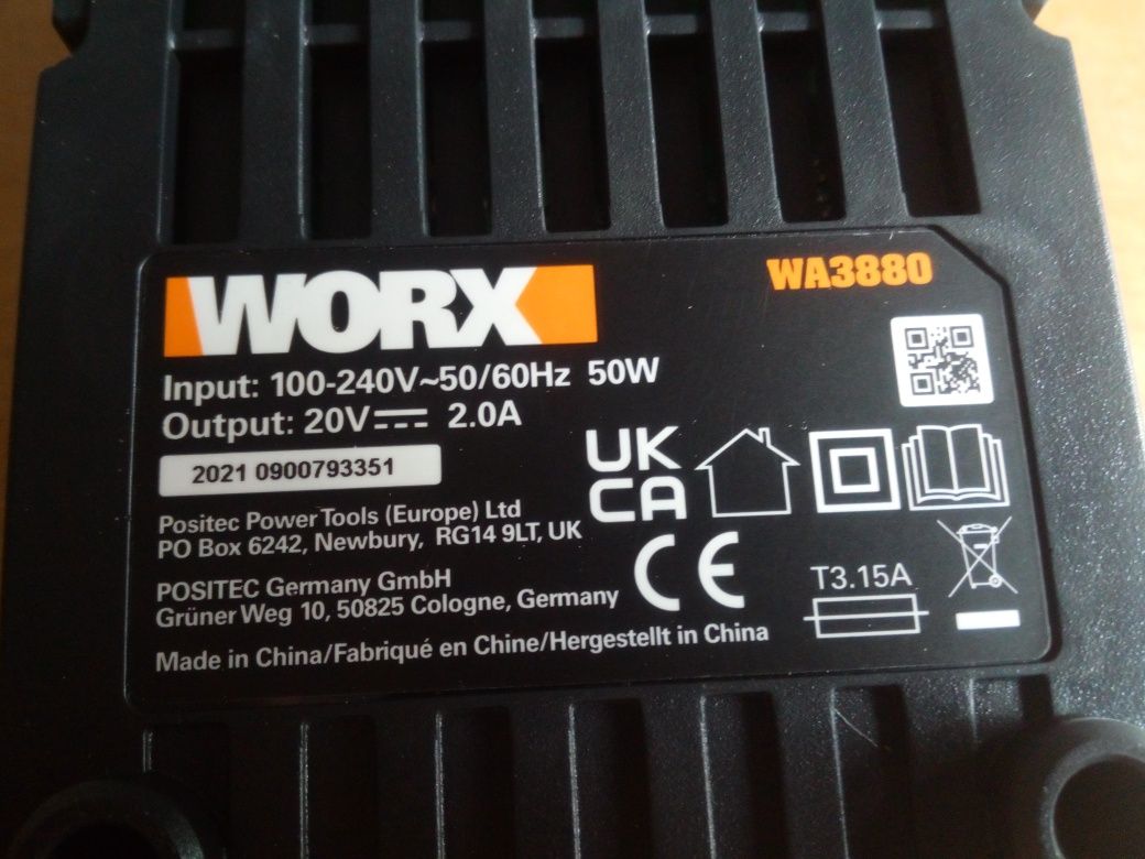 Ładowarka worx WA3880 do akumulatorów li-ion Worx/Guild/Erbauer/Dexter