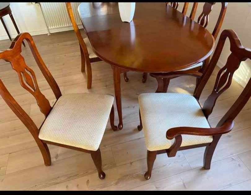 Zestaw Stół rozkładany  z krzesłami 6szt + blat drewno