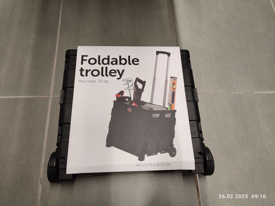 Nowy czarny składany wózek transportowy organizer