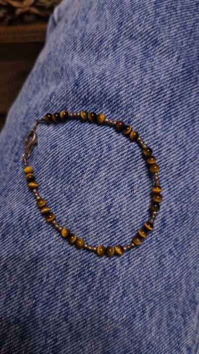 Браслет срібло натуральний камінь тигрове око