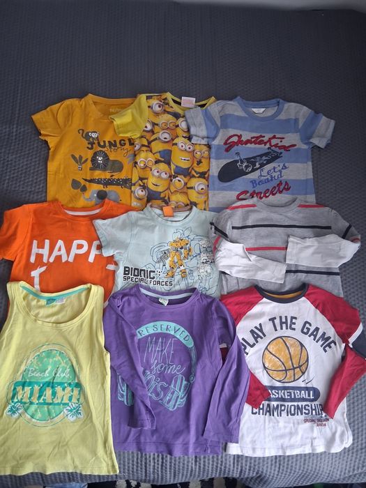 Zestaw bluzek 116 krótki długi rękaw bluzka koszulka t-shirt chłopięcy