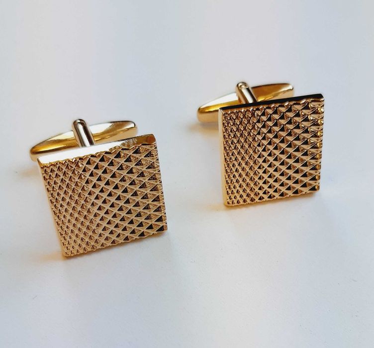 Złote spinki do mankietów mankietowe do koszuli ślub komunia