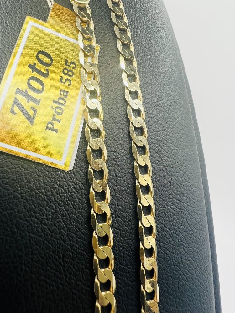 Złoty łańcuszek pancerka 50 cm próba 585