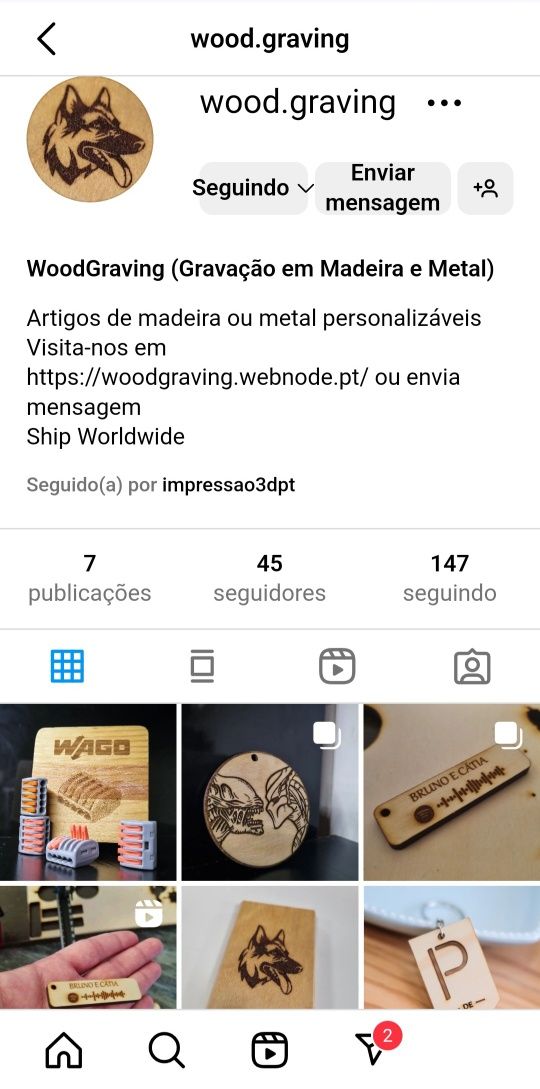 Gravação em Madeira ou Metal