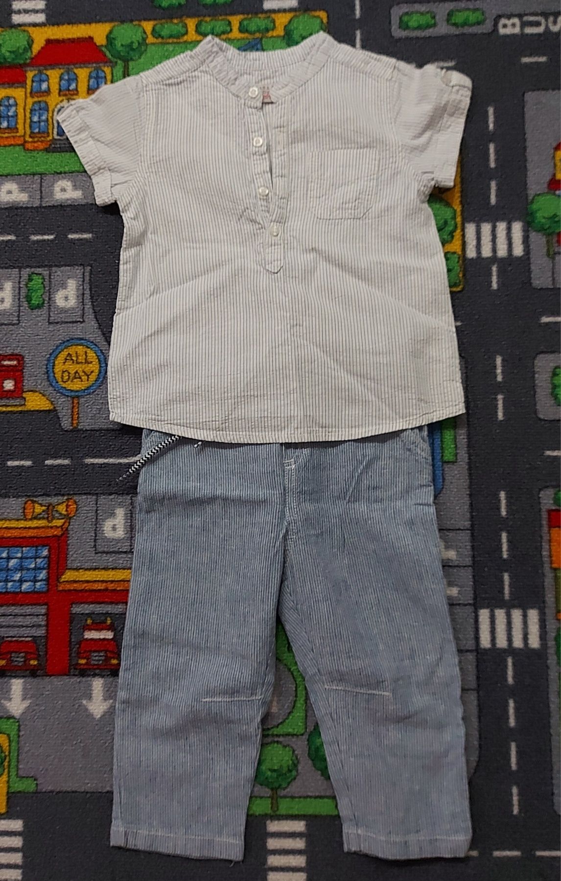 Koszula spodnie zestaw dla chłopca len bawełna