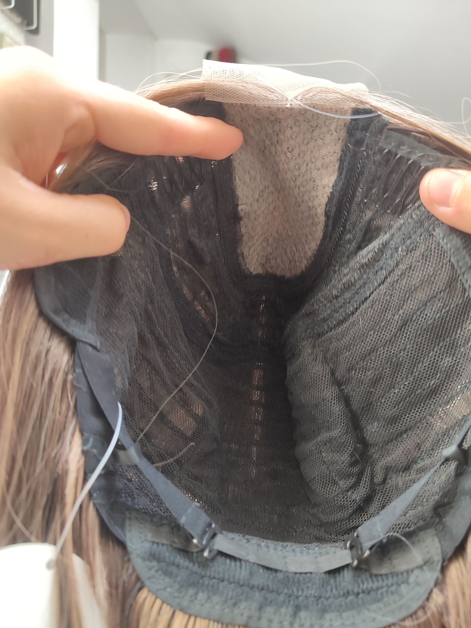 Peruka lace front balejaż pasemka blond brąz WIG cosplay