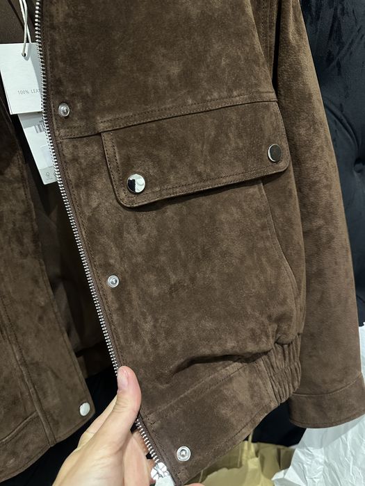 Замшевая куртка бомбер zara натуральный замш везде sold out