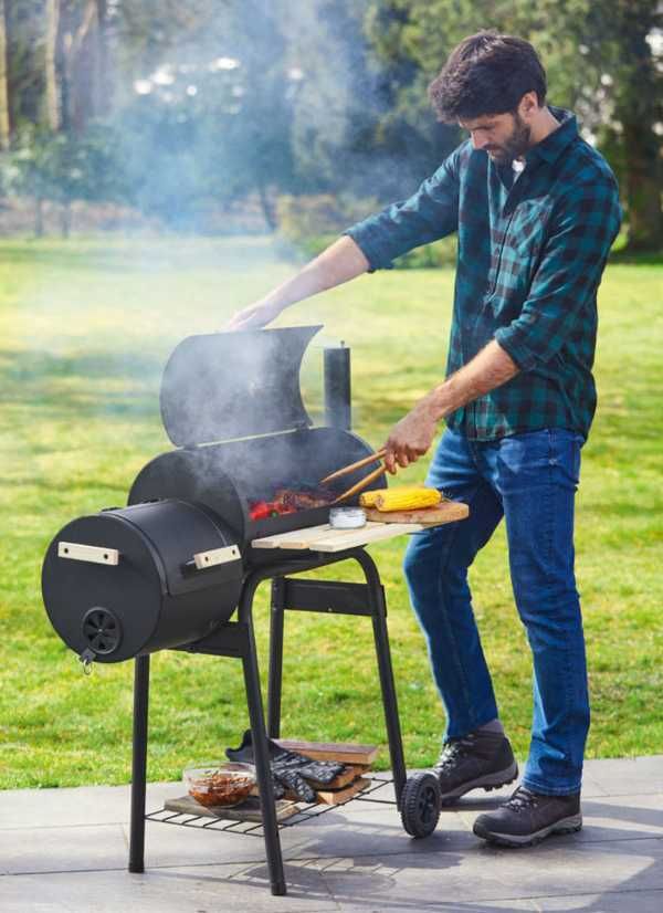 GRILLMEISTER Grill węglowy z wędzarnią termometr pokrywa półka ruszt