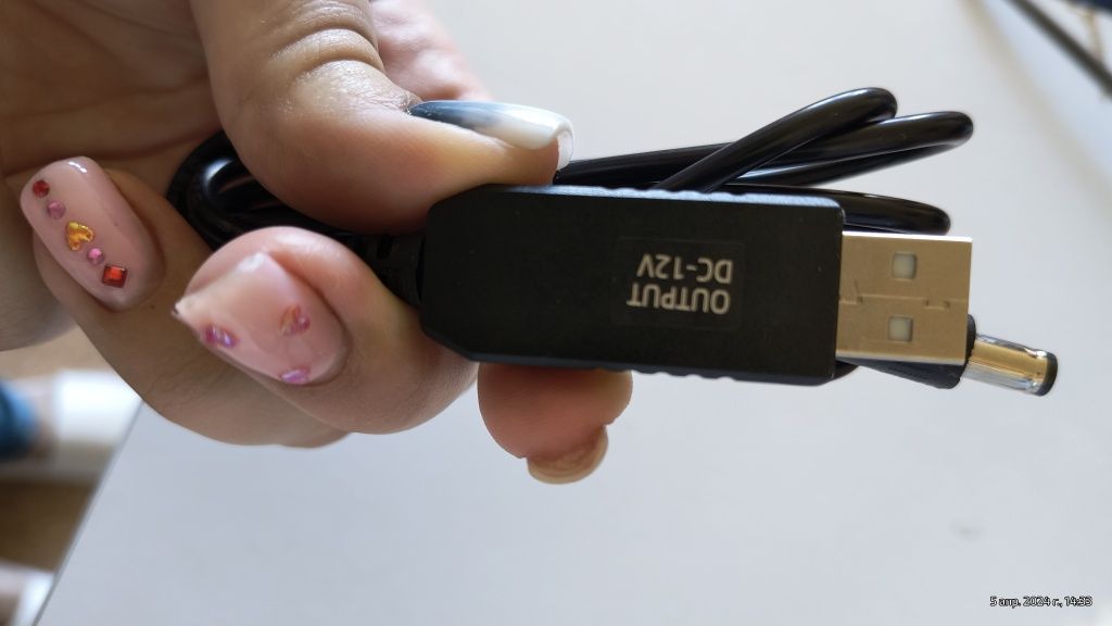 USB кабель для роутера с преобразоватеоем с 5v на 12v