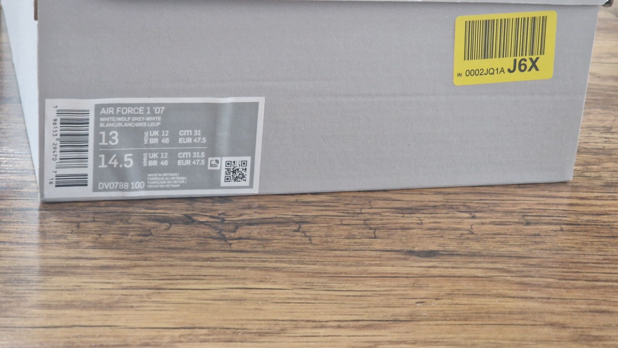 Nike Air Force1 47,5 białe z szarą podeszwą