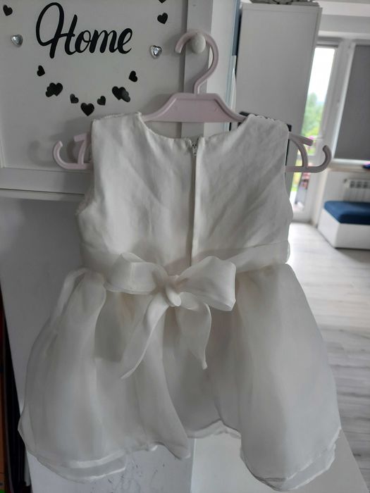 Sukienka chrzest chrzciny rozm. 68 74 80 tiul kokarda 5warstw