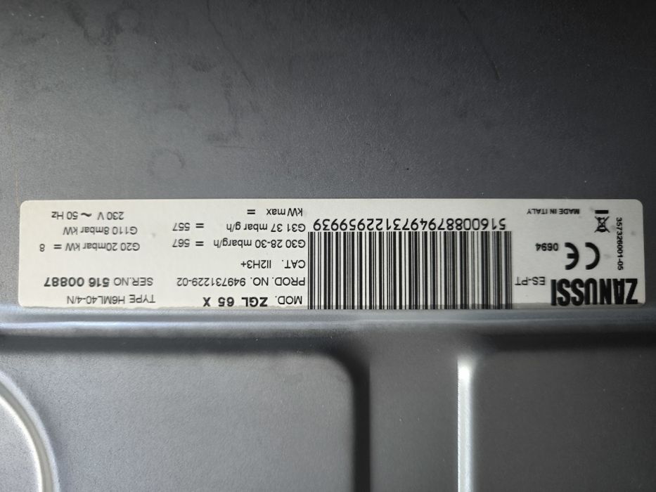 Placa gás da Zanussi