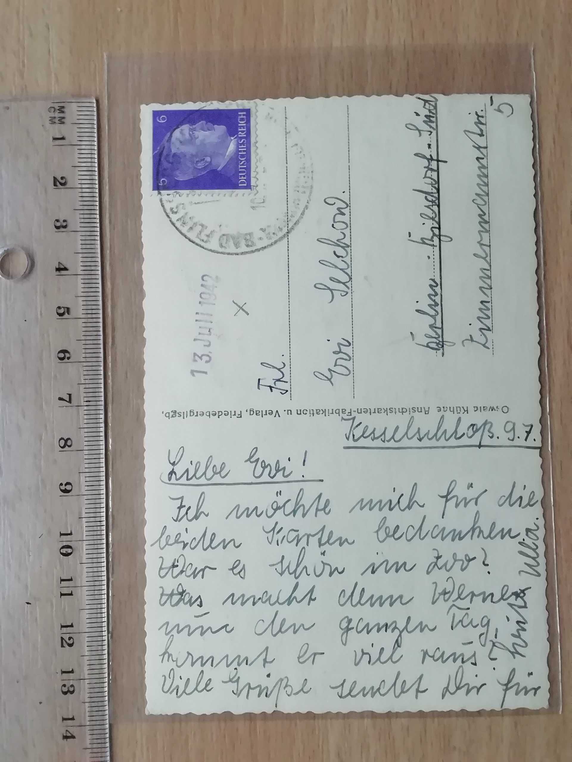 Pocztówka polska niemiecka , Śląsk , Gryfów Śląski , stare i nowe