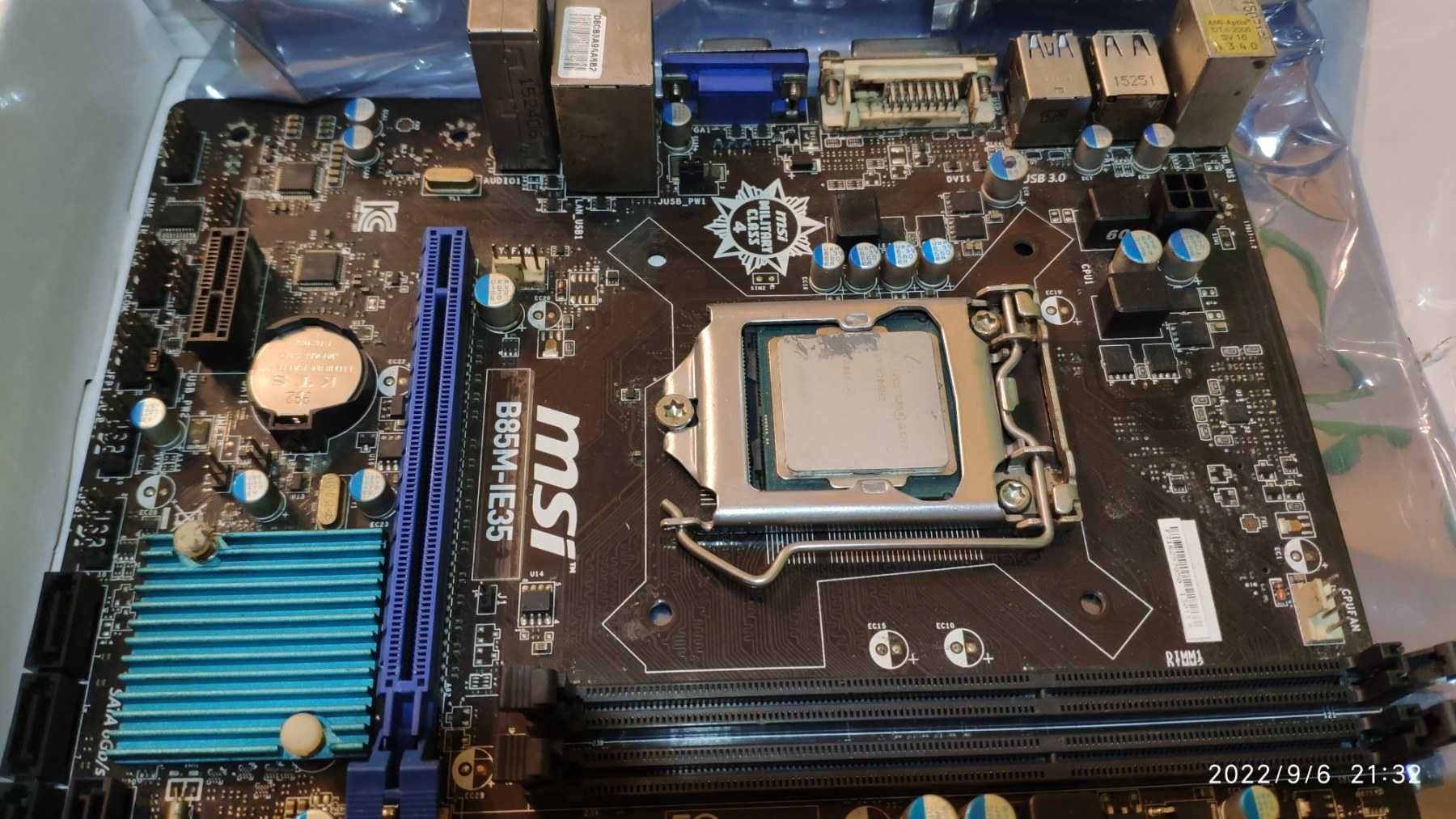 Материнская плата MSI B85M-iE35 s1150, B85 + Celeron g1820