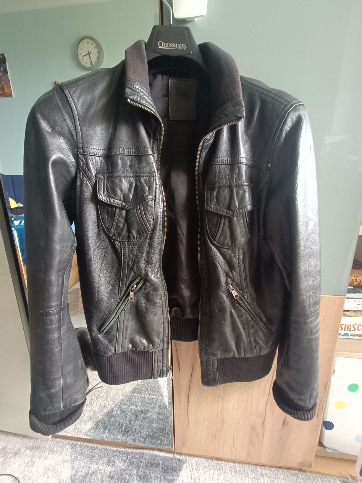 Kurtka skórzana czarny Bershka s/m