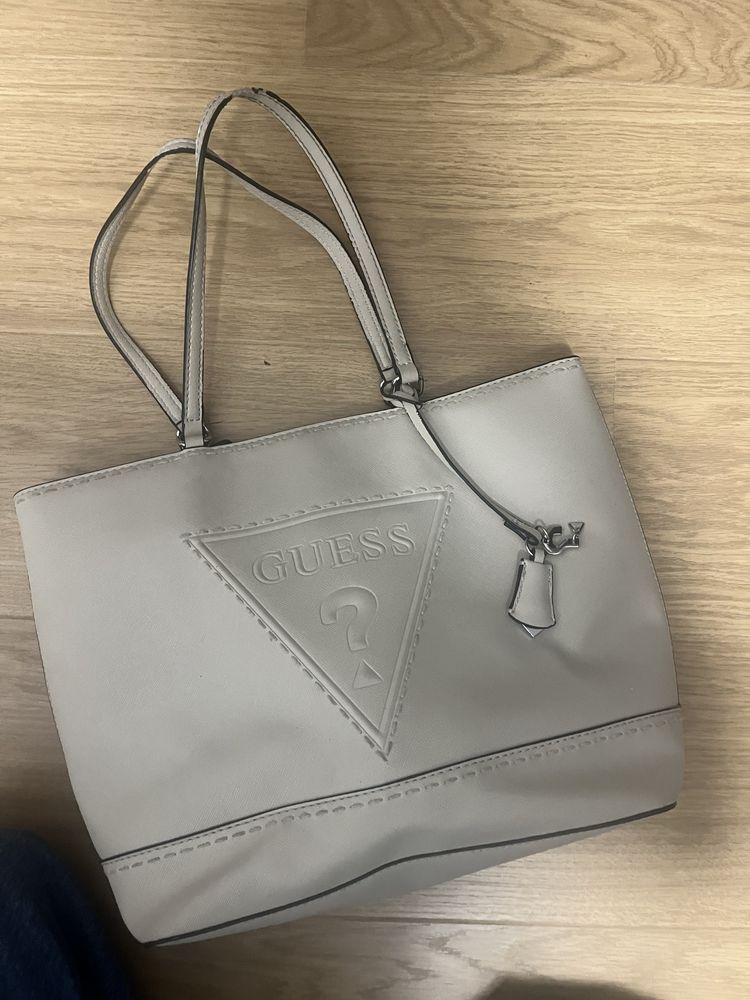 Shopper torba torebka beżowa Guess