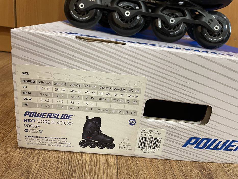 Роликові ковзани POWERSLIDE NEXT CORE BLACK 80 розмір 48-49