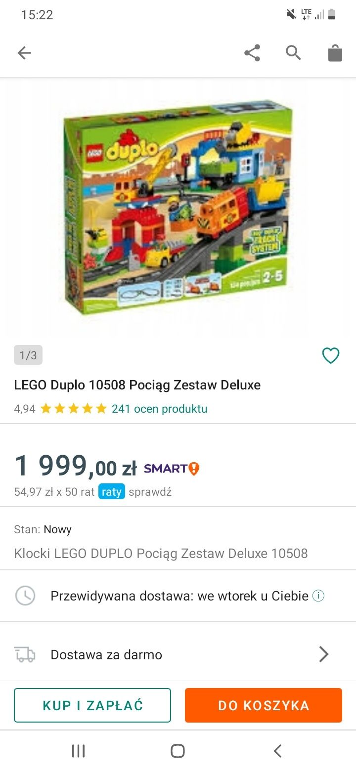 Lego Duplo pociąg elektryczne Deluxe model 10508 plus GRATIS!!!