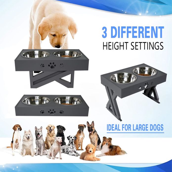 Podwyższona miska dla psa, 3 wysokości 7cm 19cm 30cm
