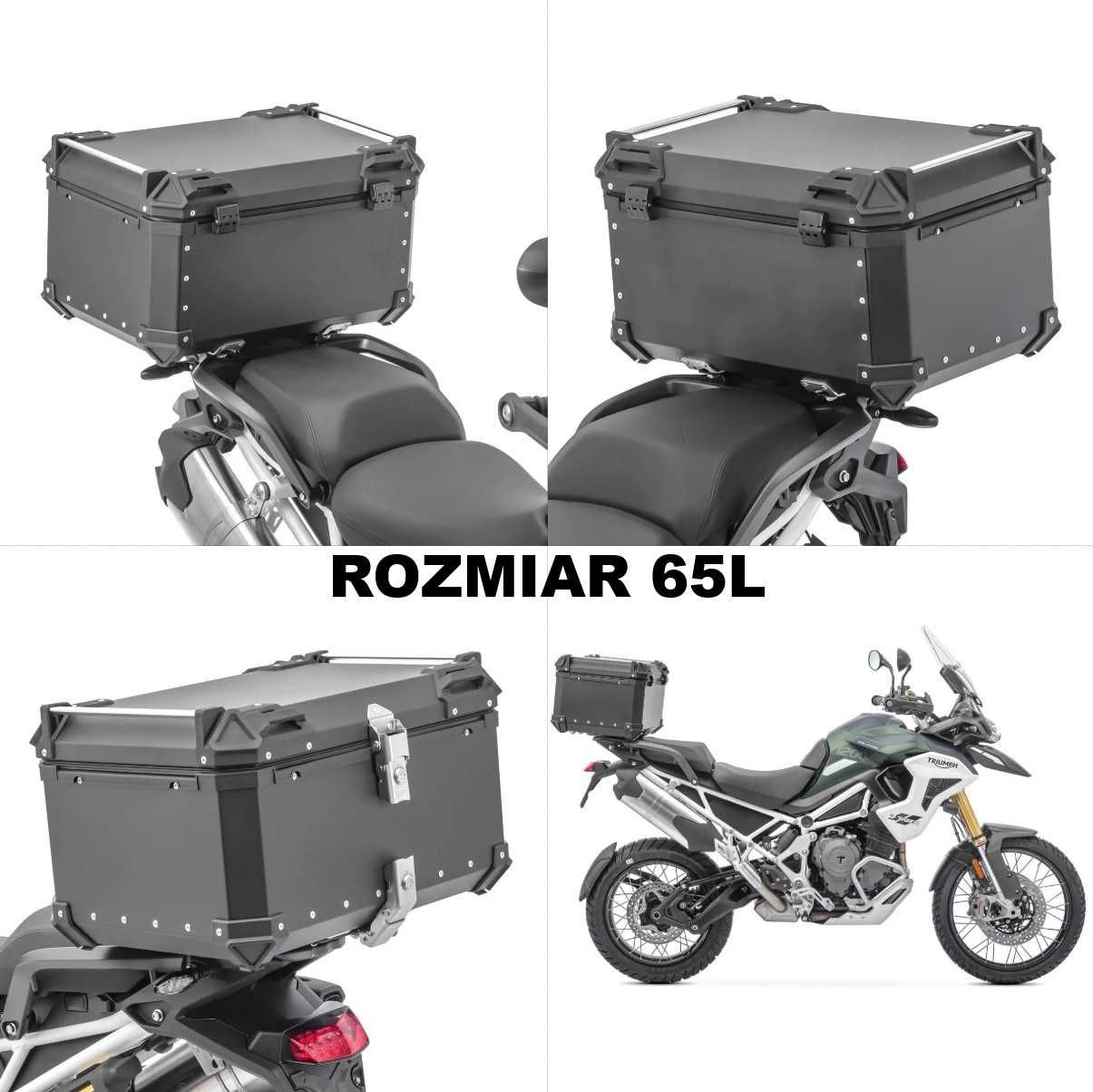 Aluminiowy kufer motocyklowy 65L kufer centralny na DWA KASKI + PŁYTA