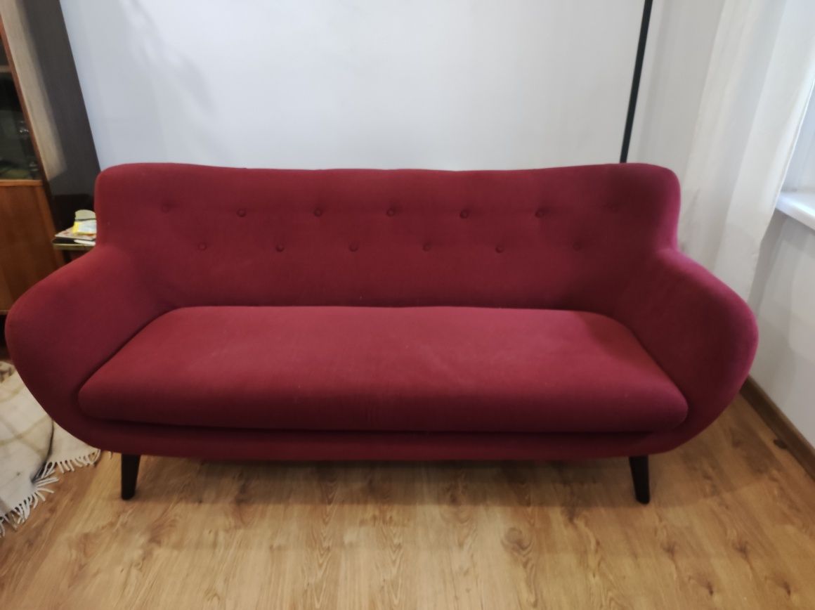 Bordowa kanapa 3-osobowa sofa