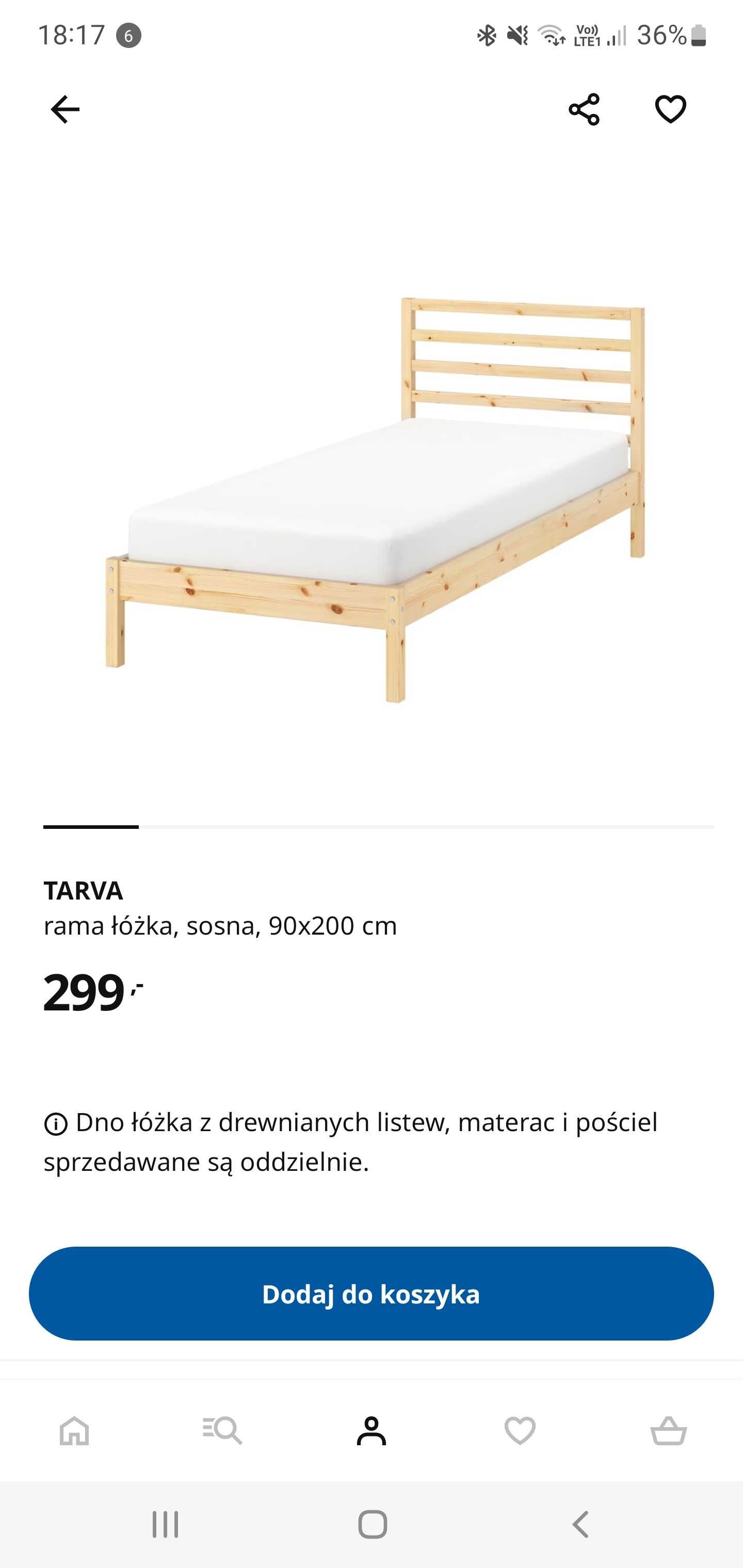 Rama łóżka IKEA Tarva