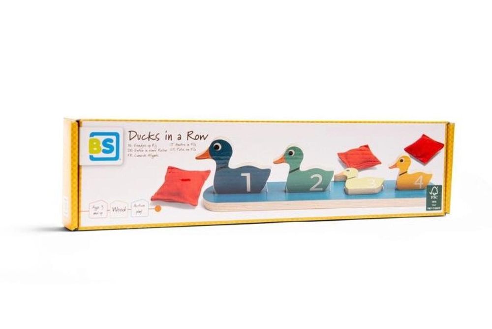 Drewniana gra zręcznościowa Kaczki BS Toys pudełko,418x108 mm