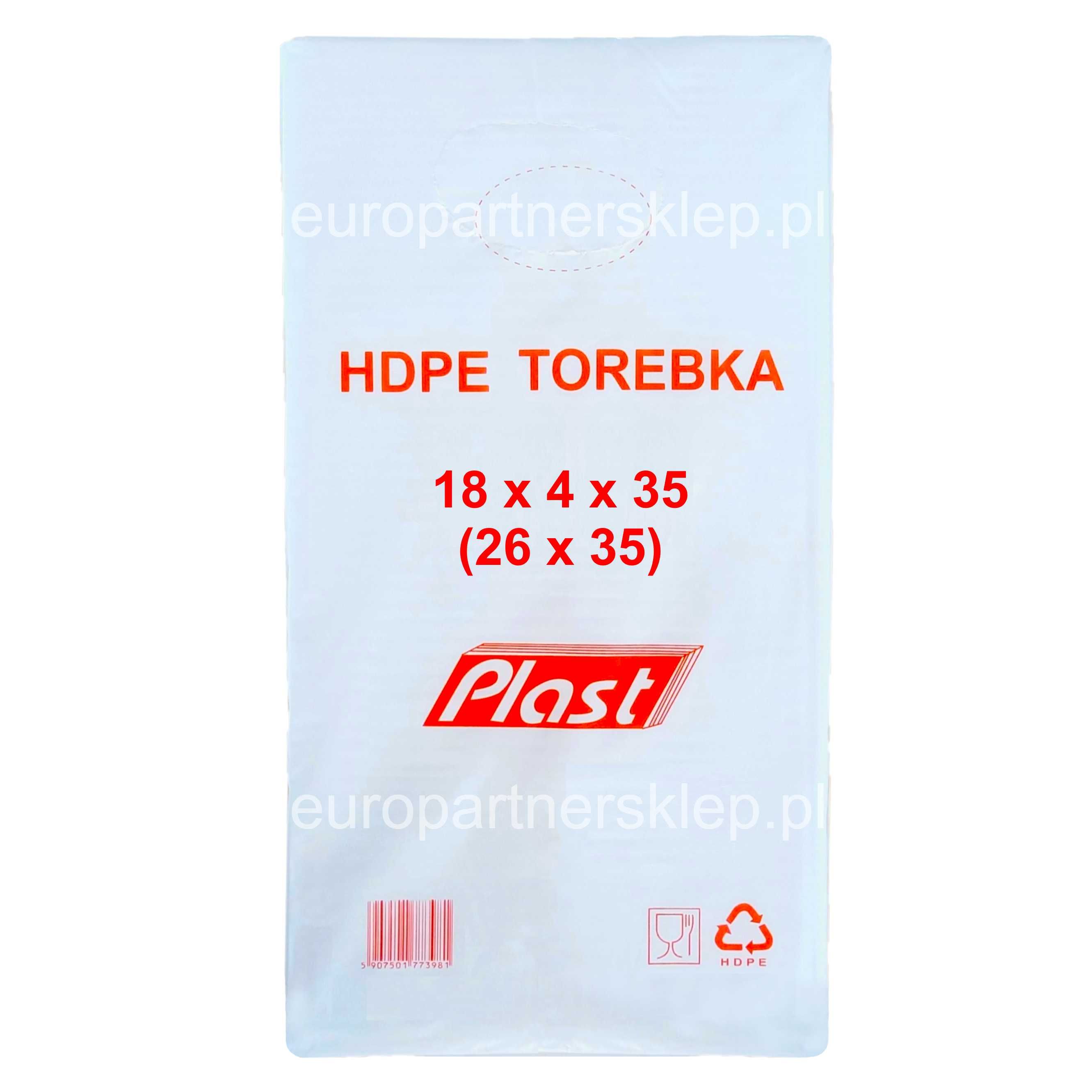 Woreczki foliowe torebki spożywcze HDPE 18/4x35 (26x35) opak.800 sztuk