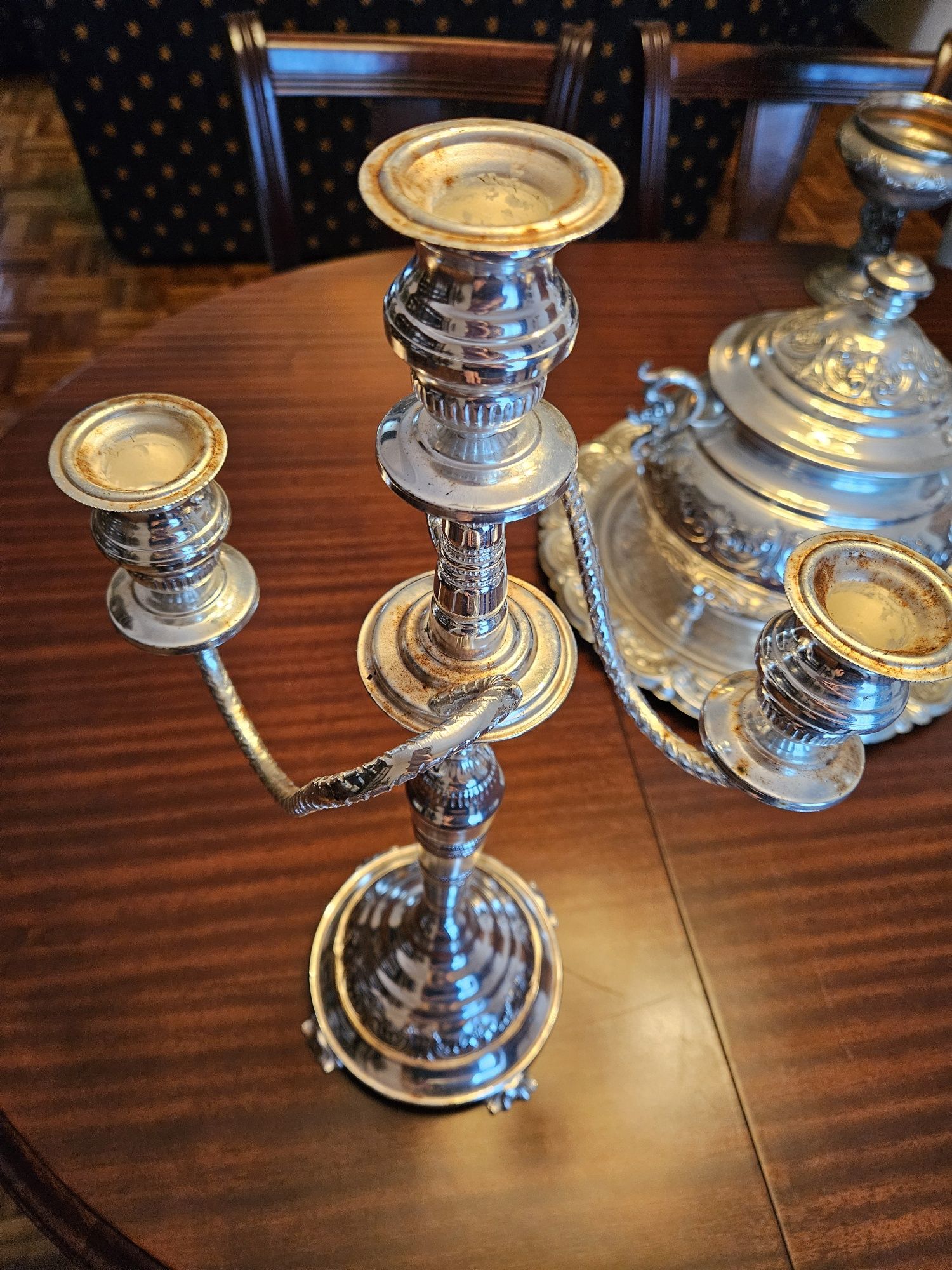 Castiçal / candelabro em casquinha de prata