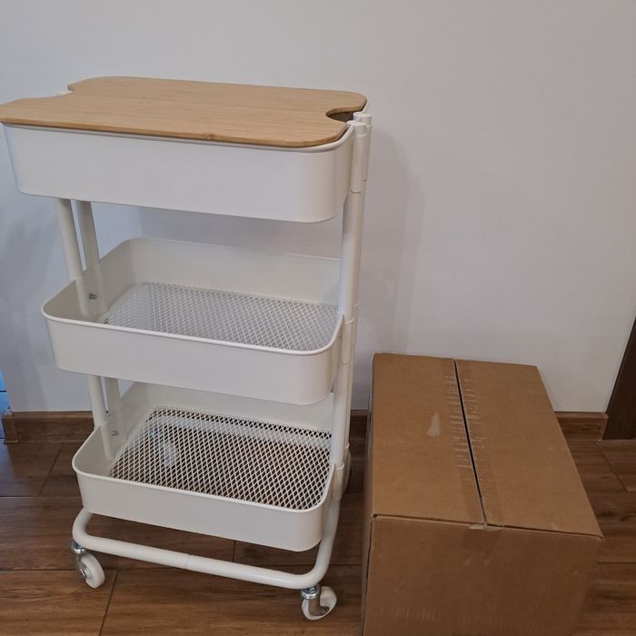 Wózek råskong ikea, z przykrywką, biały,bambus, opakowanie.