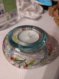 Szklany świecznik na podgrzewacz/ tealight