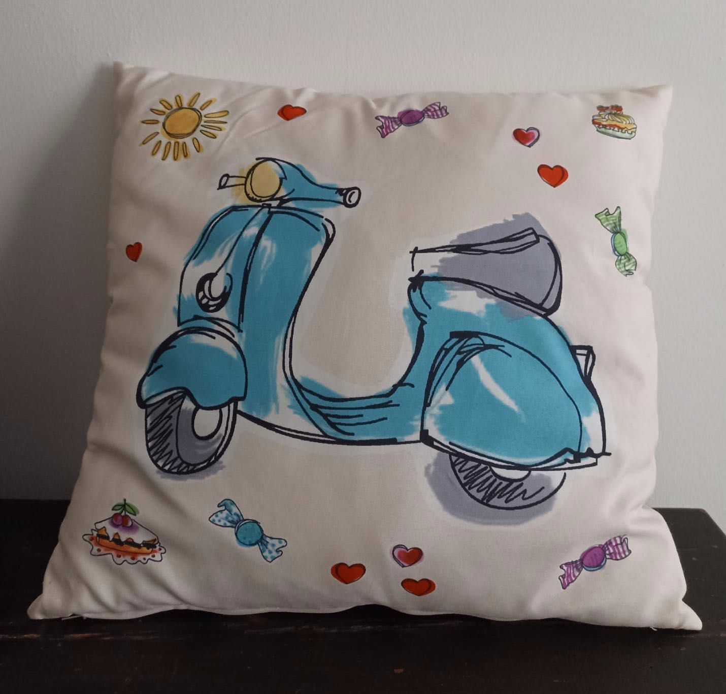 Fronha para almofada decorativa Infantil Patchwork e Vespa