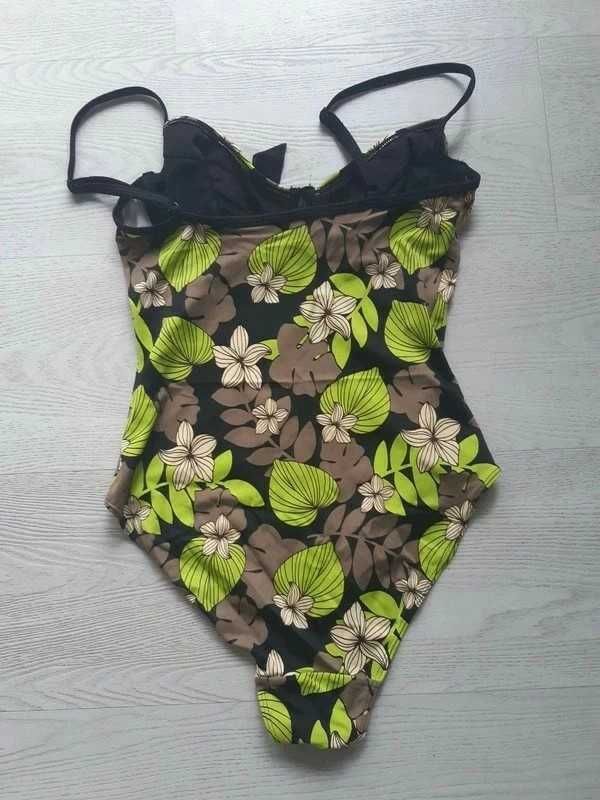 Strój kostium kąpielowy Cannelle bikini France 40,L miseczka C liście