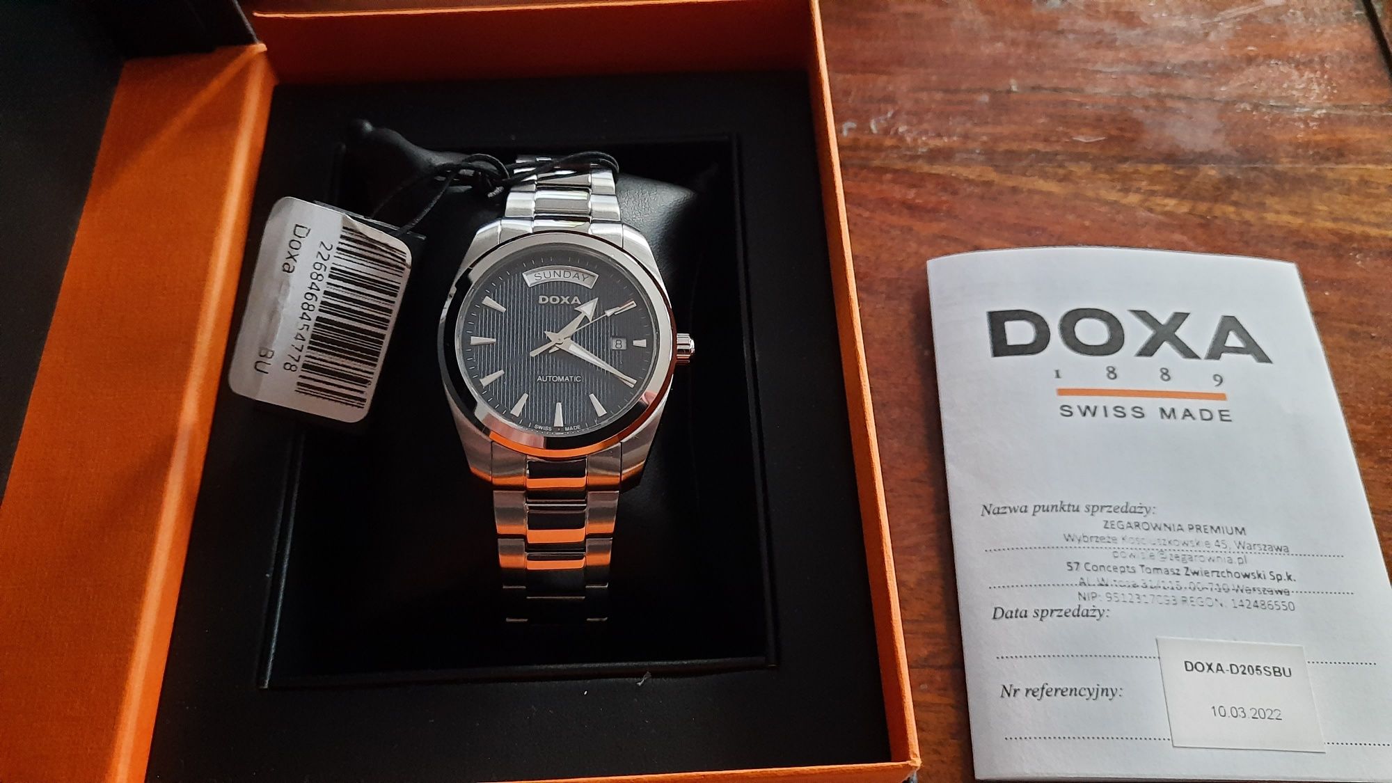 Nowy zegarek automatyczny DOXA NOBLE D205SBU, oris rado certina tissot