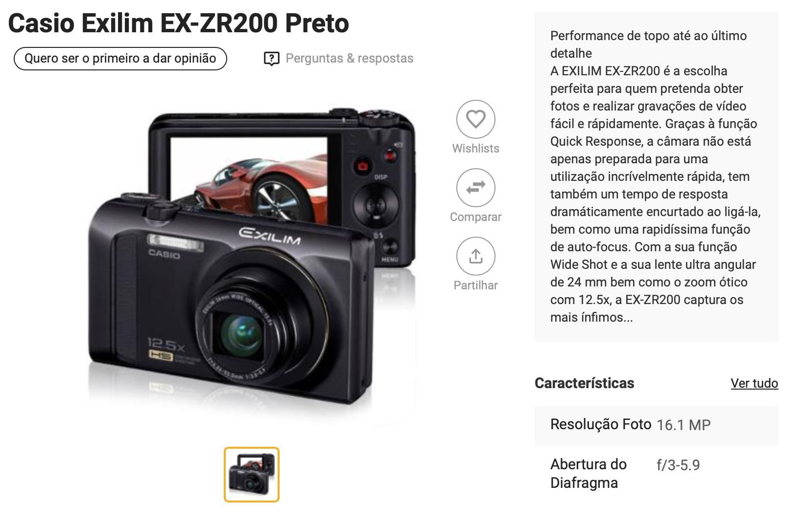 Máquina Fotográfica Casio Exilim XR200