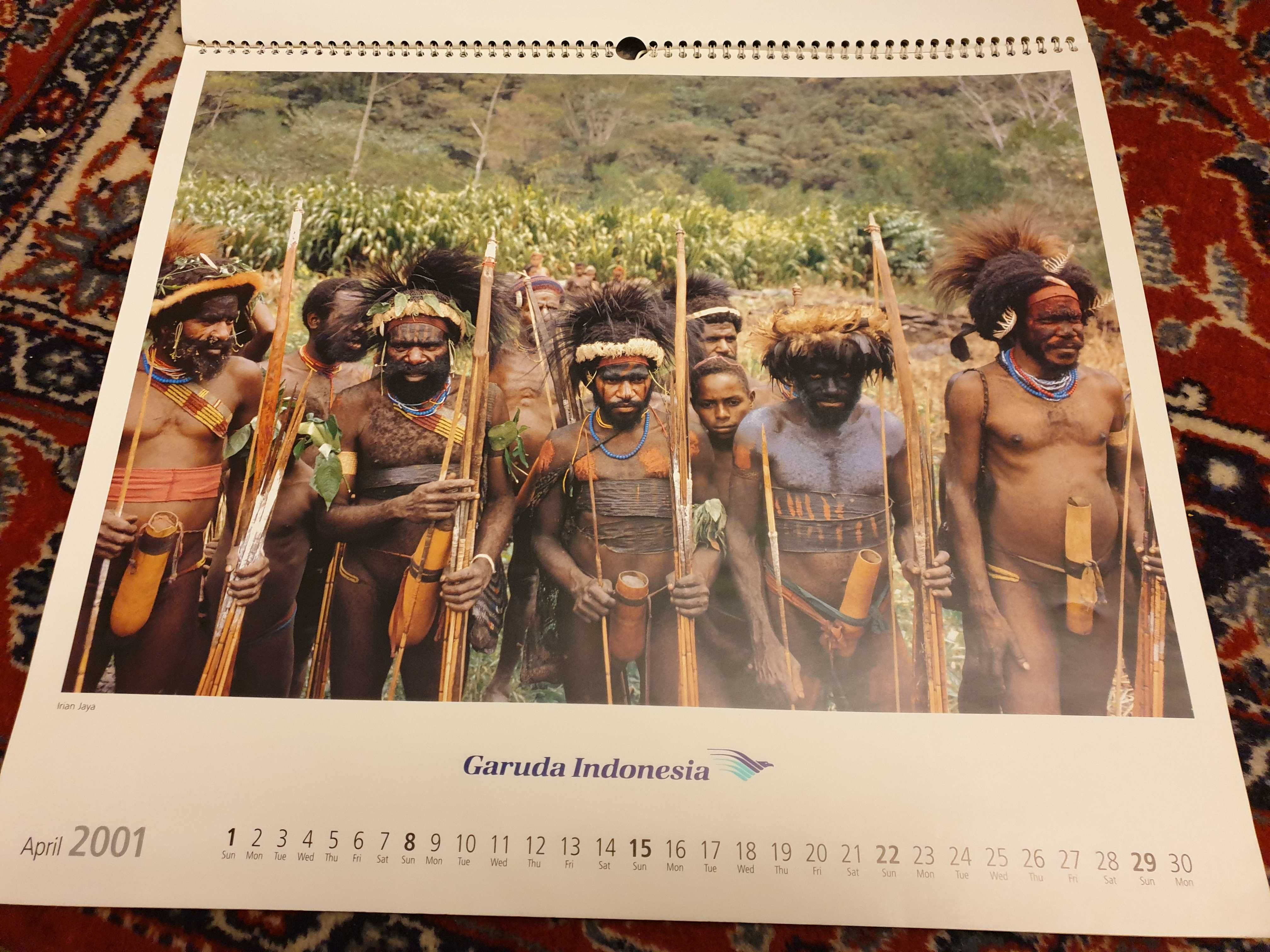 Kalendarz Indonezja, etniczne plakaty, widoki