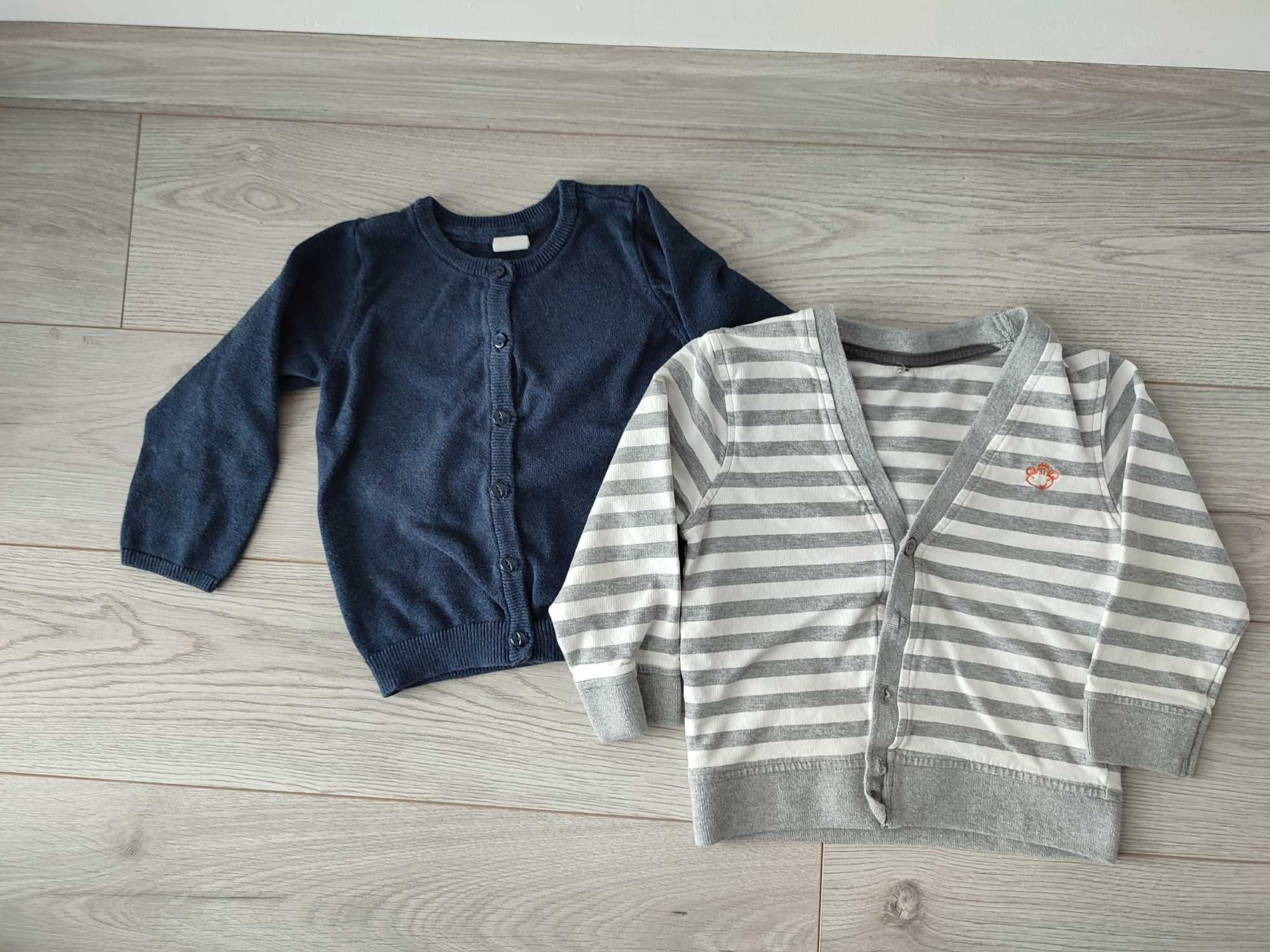 Sweter H&M r. 92 granatowy guziki paski paseczki dwie sztuki