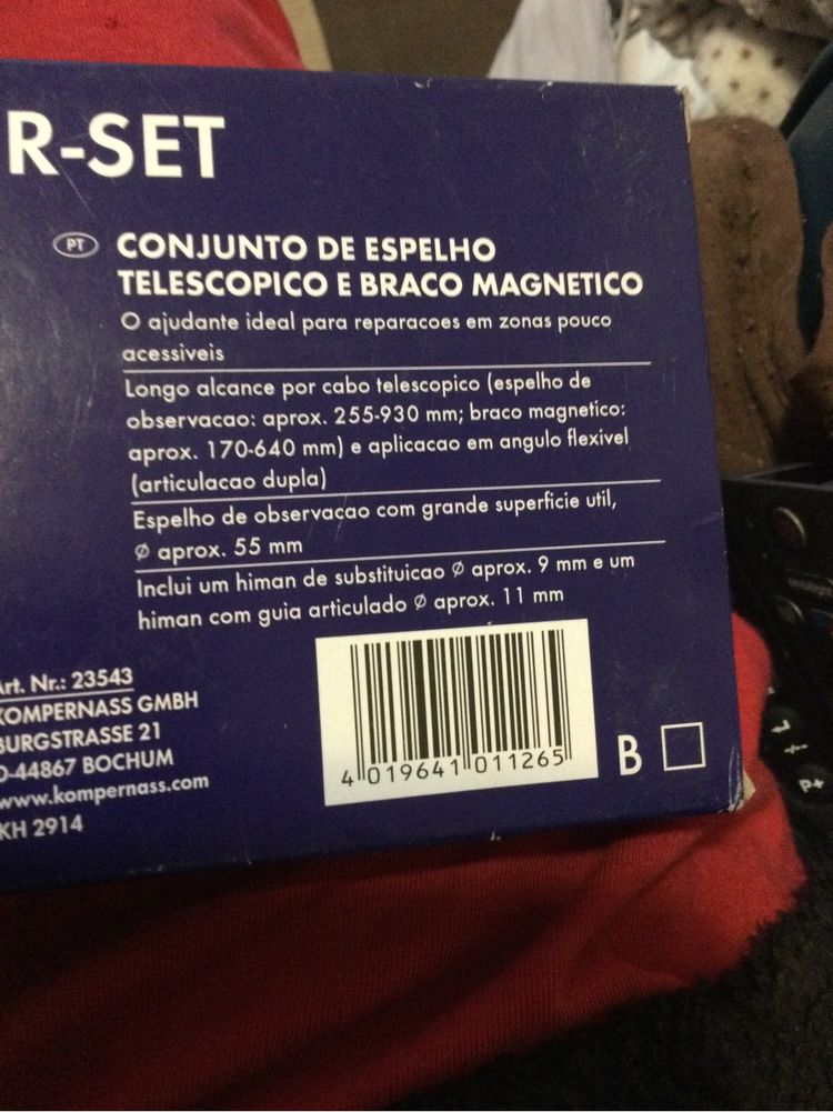 Conjunto de espelho, telescopico e braço magnético