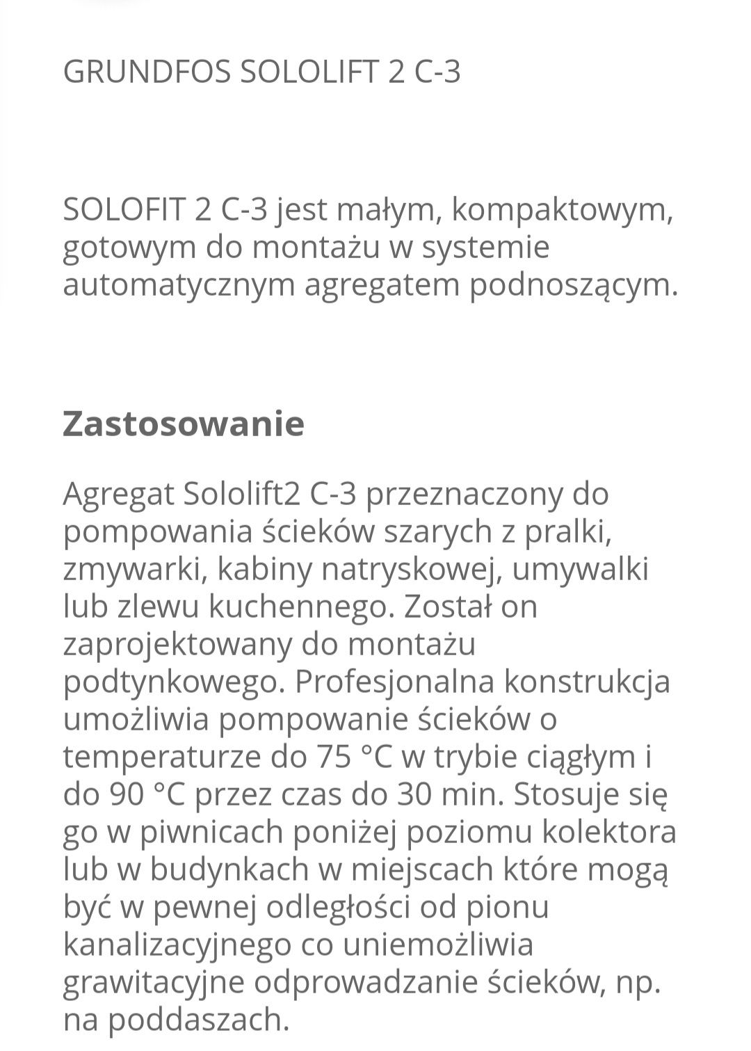 GRUNDFOS SOLOLIFT c 3.Agregat Sololift2 C-3 do pompowania ścieków