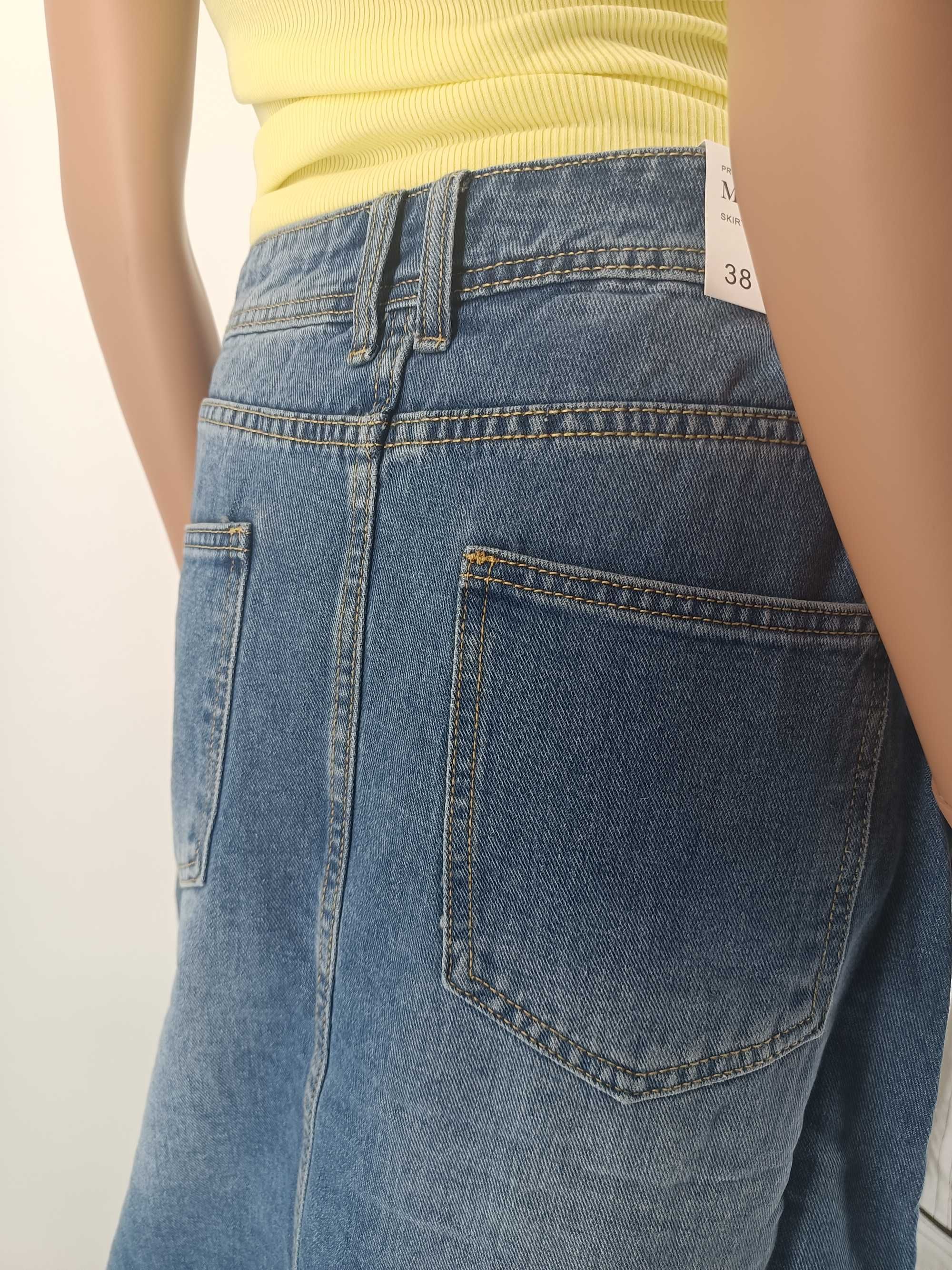 Spódnica jeans niebieska z rozcięciem maxi rozmiar 38 M