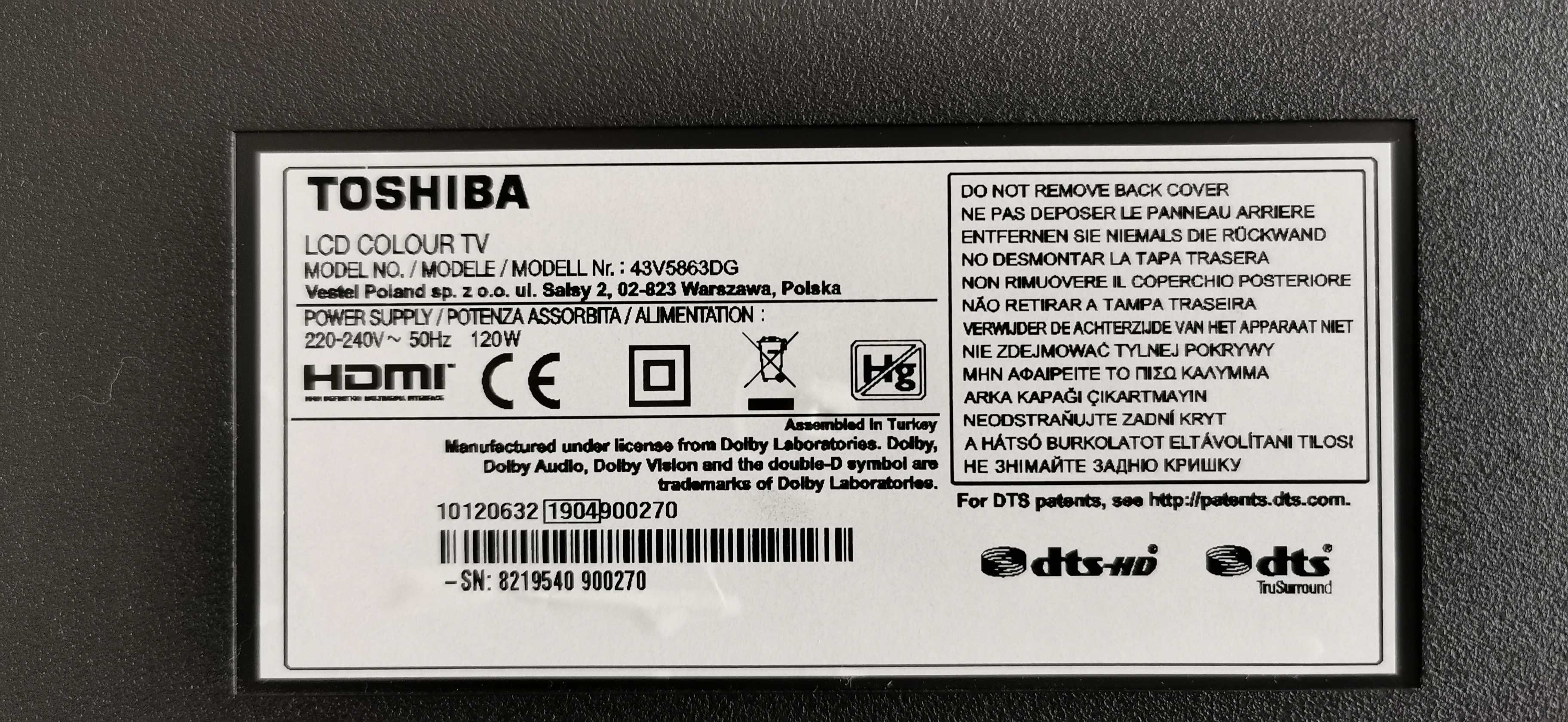 Smart TV Toshiba 43V5863DG 43" LED UltraHD 4K