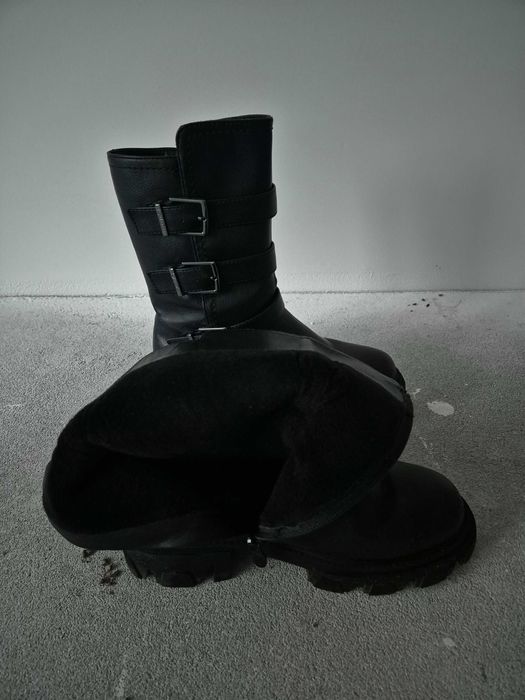 Deezee Czarne długie Kozaki 35 ocieplane futerko miś zimowe