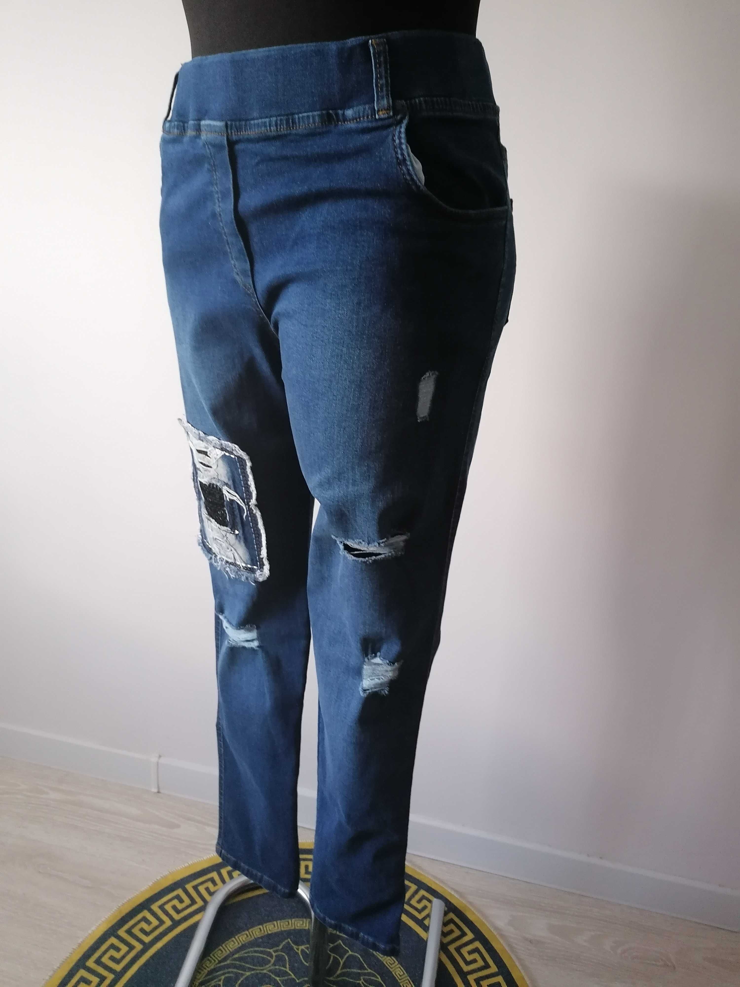 Wikiland 6XL 52 Spodnie Jeansy Jeans * Pas Guma Jegginsy