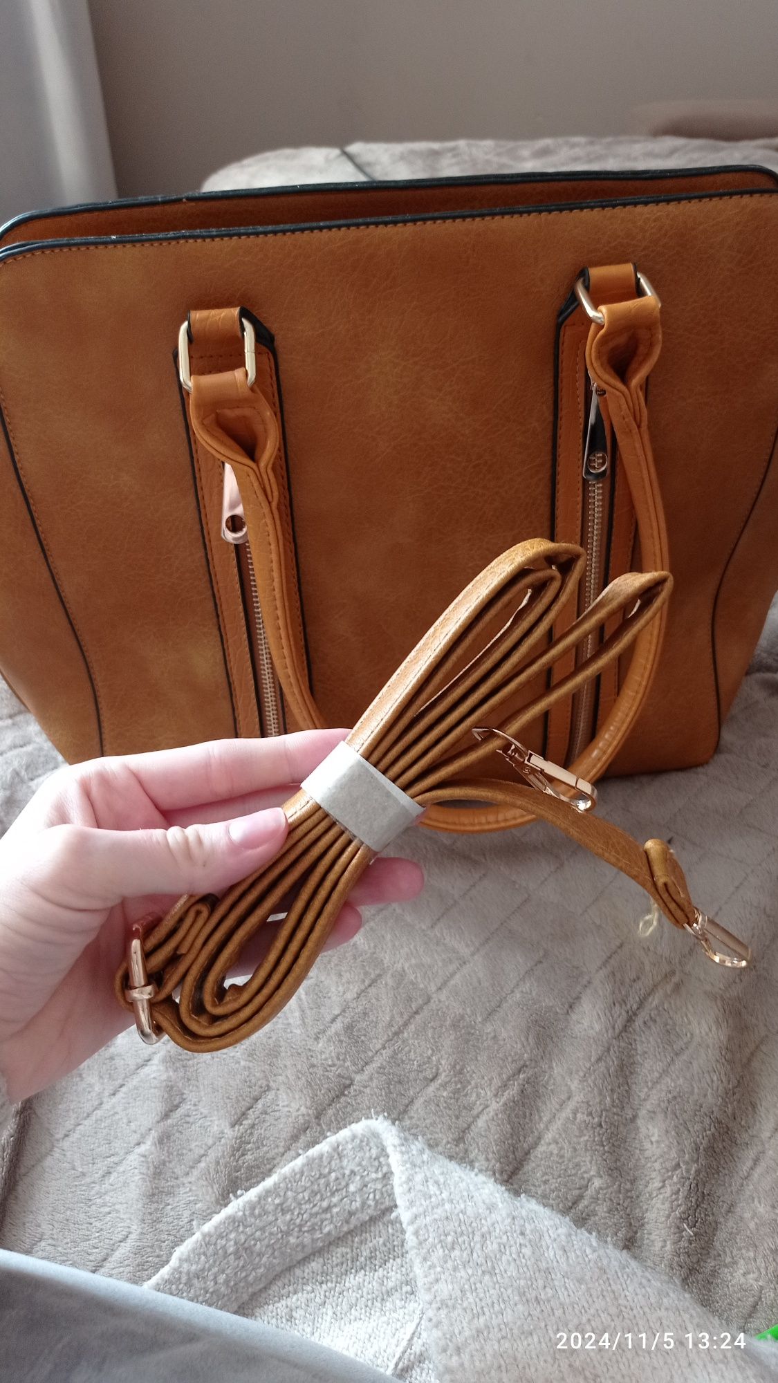 Nowa elegancka torba musztardowa