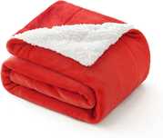 Nowy koc/ narzuta/ sherpa/ czerwony/ pled / kapa 130x150cm !3299!