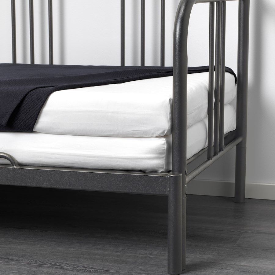 Cama Ikea indiv/dupl c/2 colchões, preto 80x200 cm
