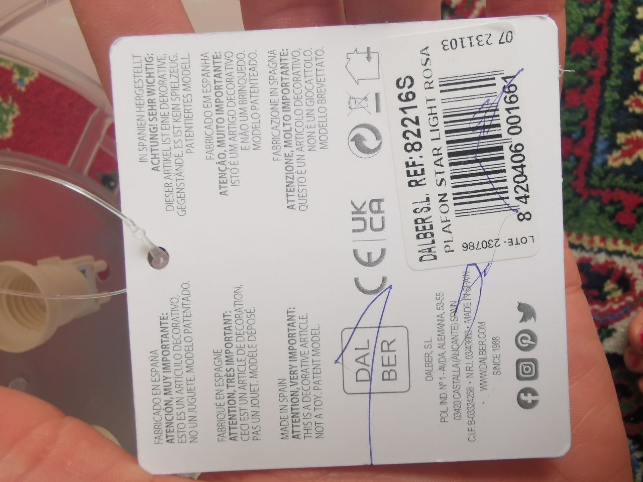 Plafon dwupunktowy lampa Dalber Star light Rosa różowy w gwiazdki