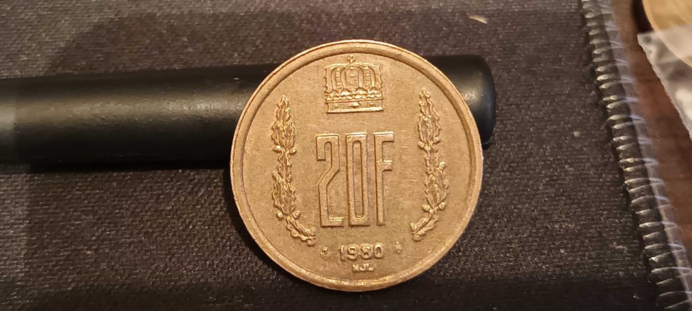 Moneta Luksemburg 20 franków, 1980,Mennicza