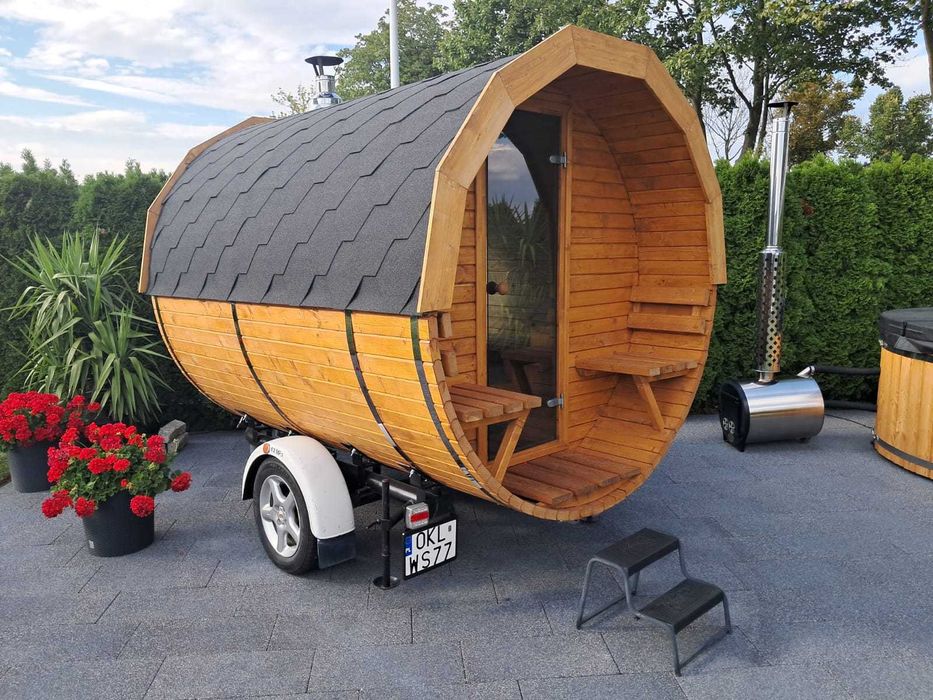 Mobilna Sauna na przyczepie Wynajem Balia & Sauna SPA - GrzejSię!
